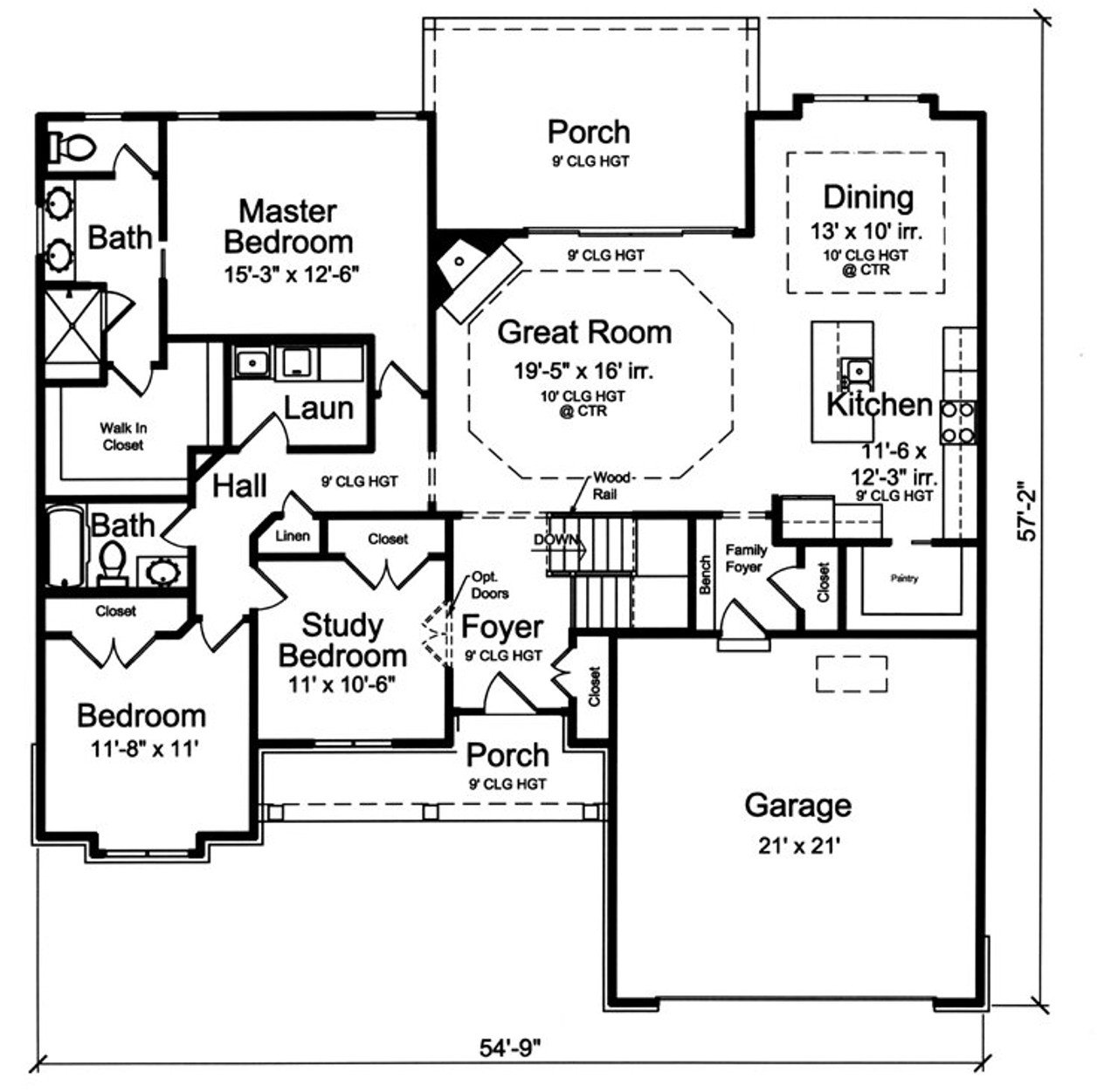 Ranch House Plan - Baldwin 12361 - 1st Floor Plan