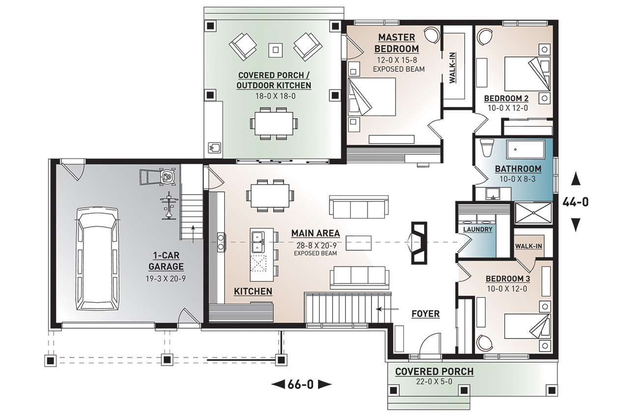 Farmhouse House Plan - Olympe 3 12408 - 1st Floor Plan