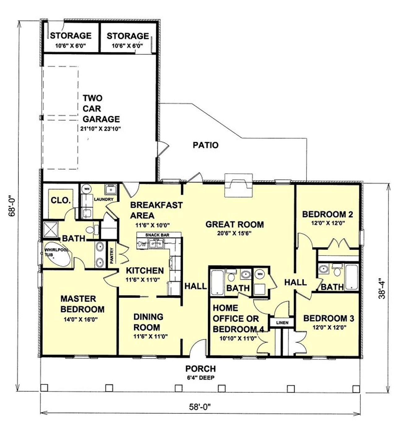 Traditional House Plan - 12837 - 1st Floor Plan