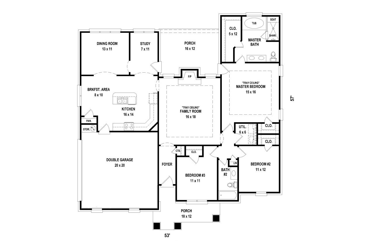 Craftsman House Plan - 13247 - 1st Floor Plan