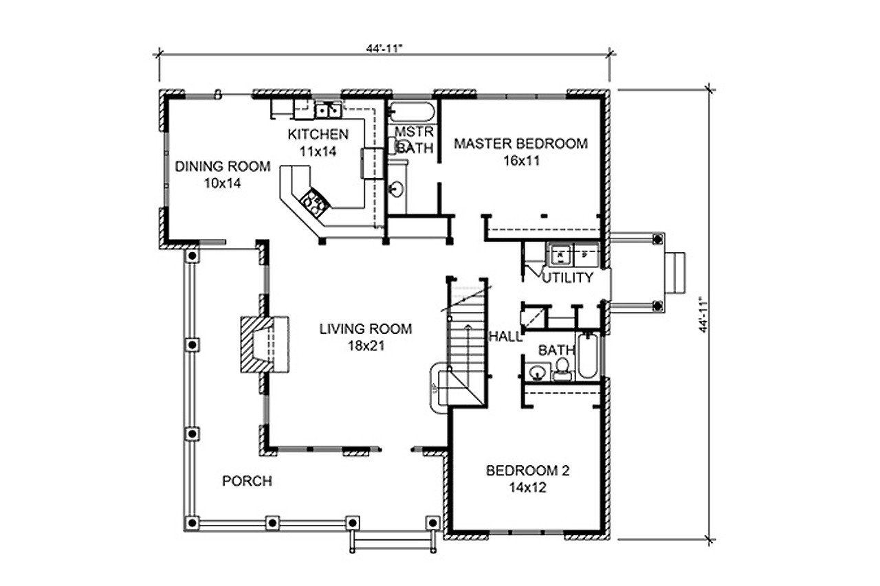 Cottage House Plan - Sebring 13547 - 1st Floor Plan
