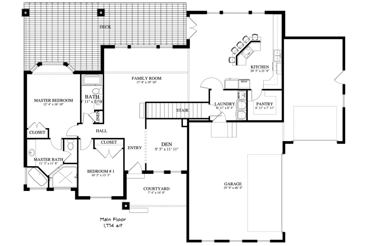 Ranch House Plan - Adamson 14325 - 1st Floor Plan