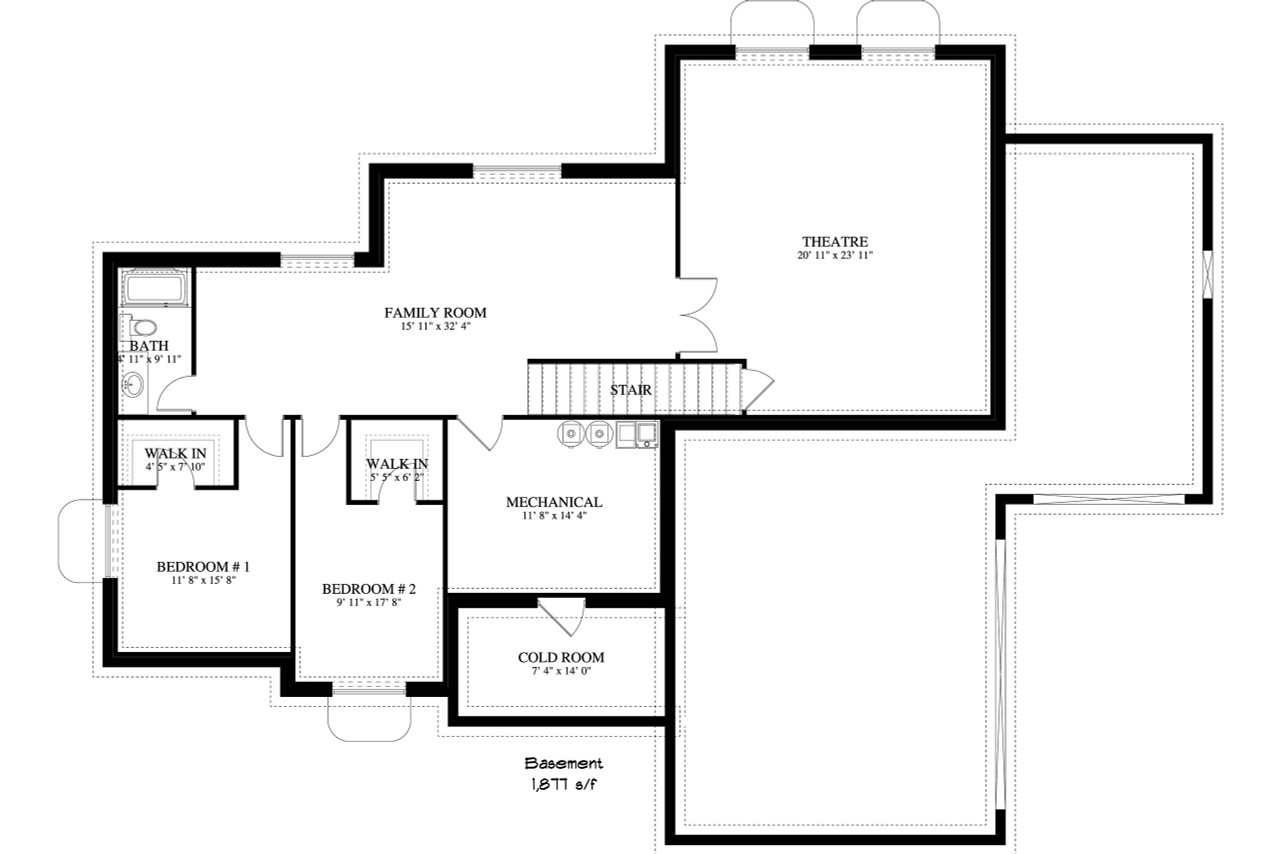 Ranch House Plan - Adamson 14325 - Basement Floor Plan