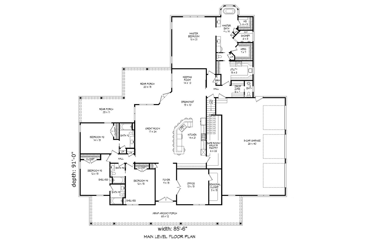 Country House Plan - 14328 - 1st Floor Plan