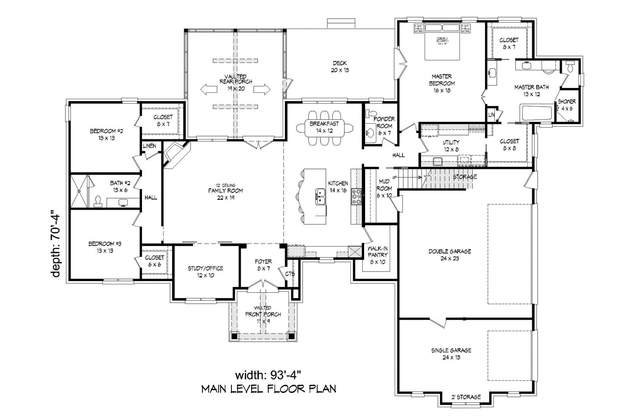 Craftsman House Plan - Evensville Escape 14345 - 1st Floor Plan