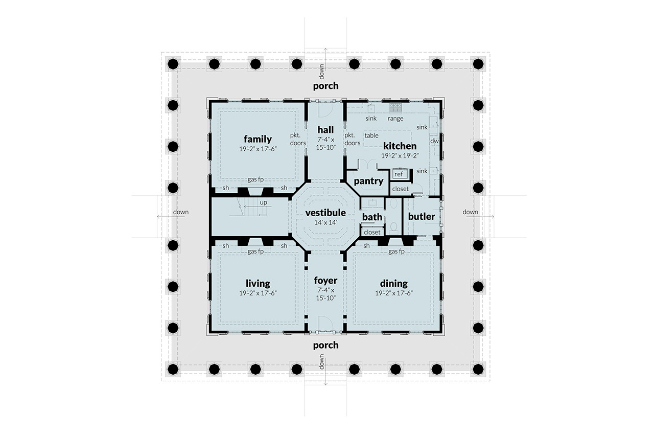 Southern House Plan - Edward Stephen 14528 - 1st Floor Plan