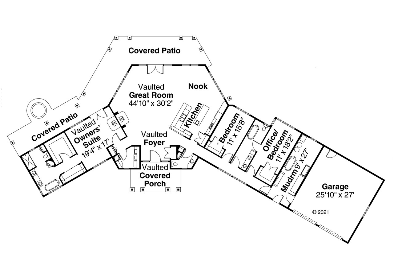 Lodge Style House Plan - Willow Creek 15205 - 1st Floor Plan