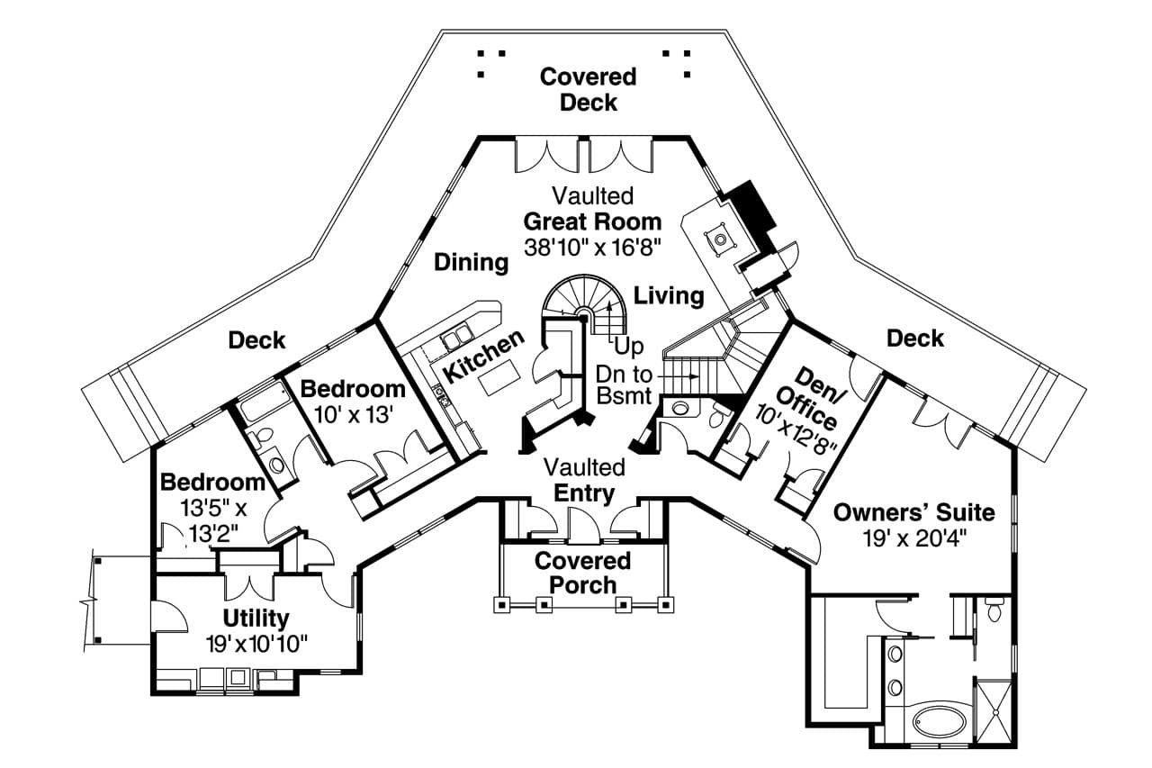 Craftsman House Plan - Crestview 15451 - 1st Floor Plan