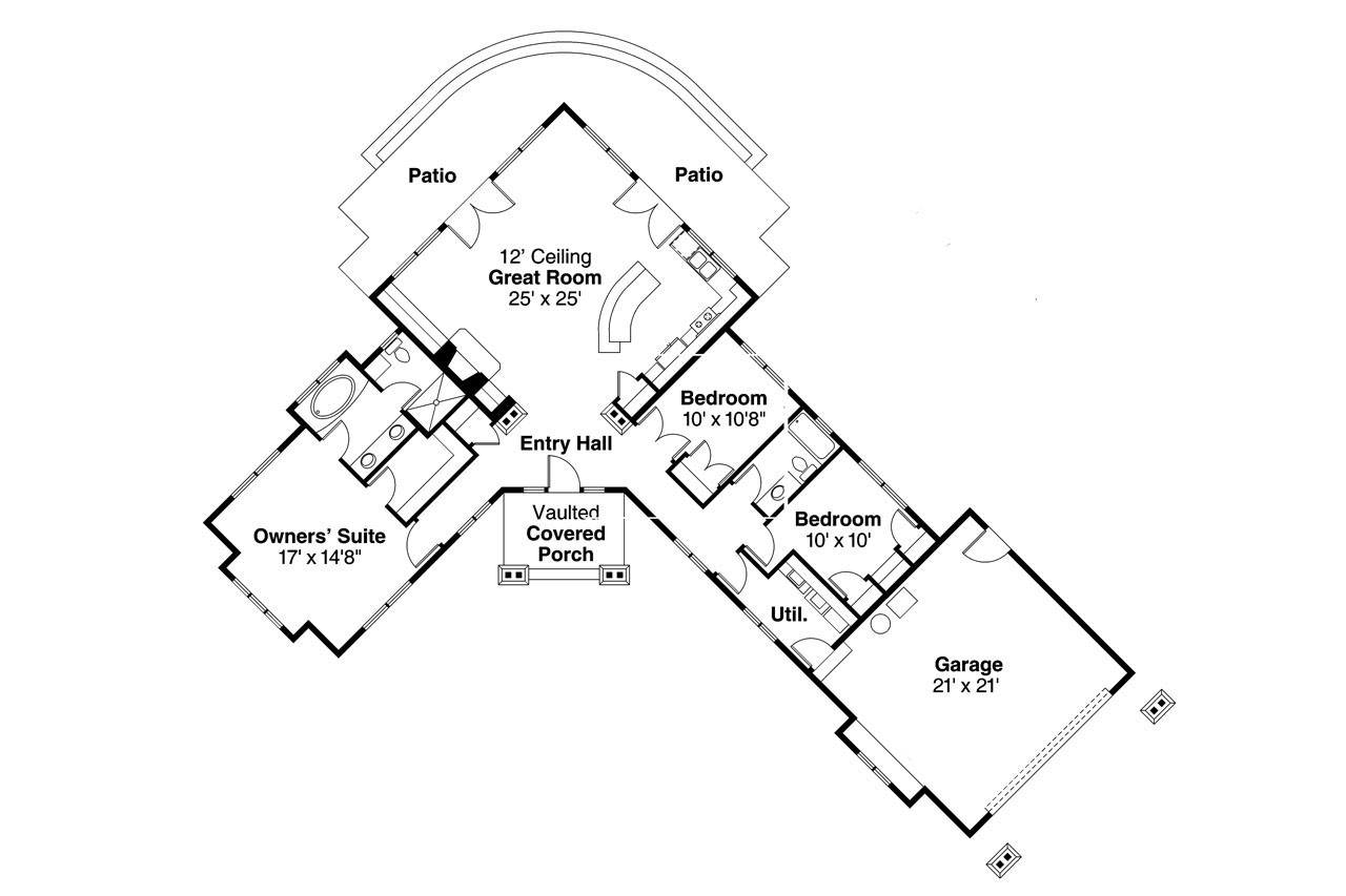 Ranch House Plan - Heartview 15964 - 1st Floor Plan