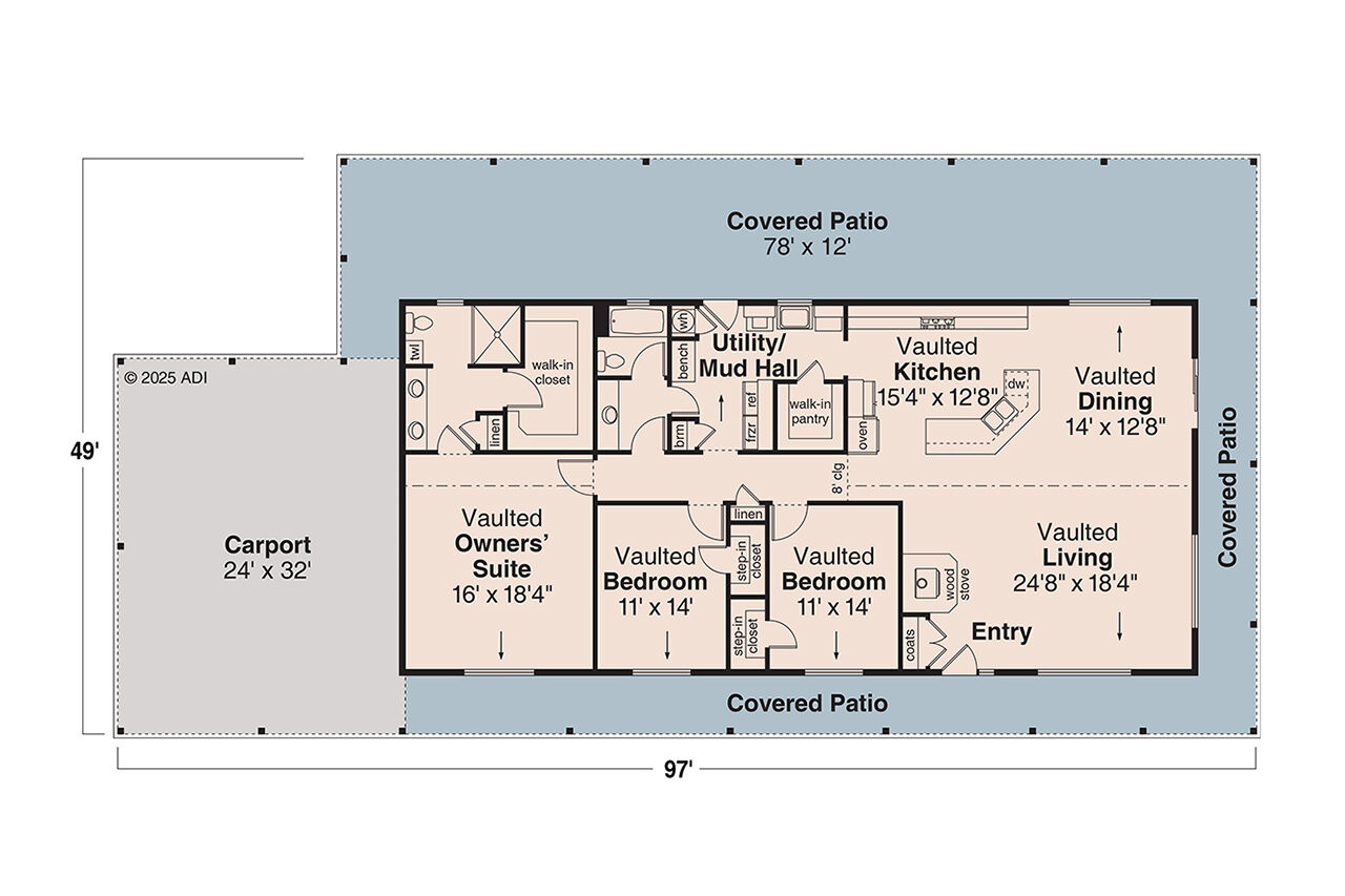 Ranch House Plan - Madrone 16328 - 1st Floor Plan