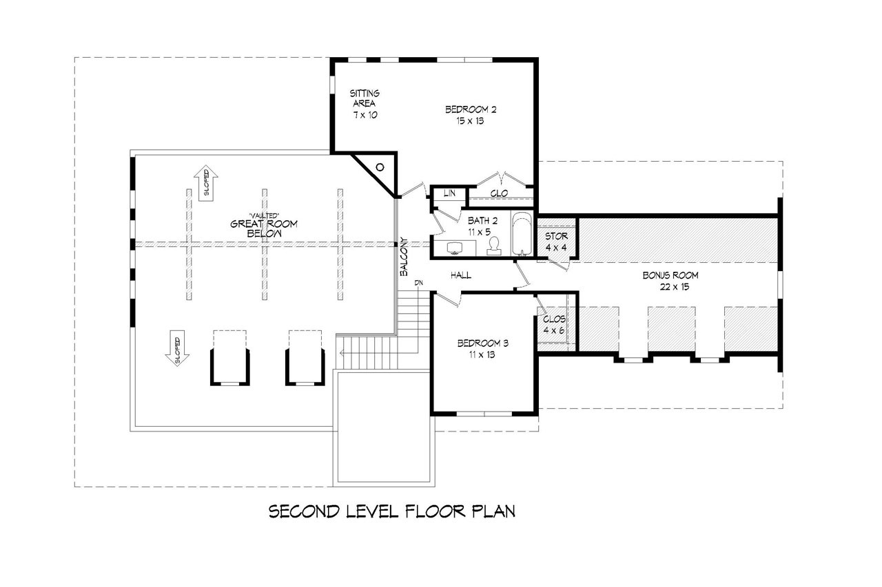 Secondary Image - Country House Plan - Horner's Run 16604 - 2nd Floor Plan