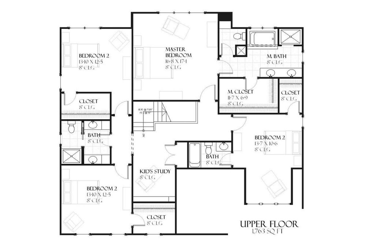 Secondary Image - Tudor House Plan - Weston 17524 - 2nd Floor Plan