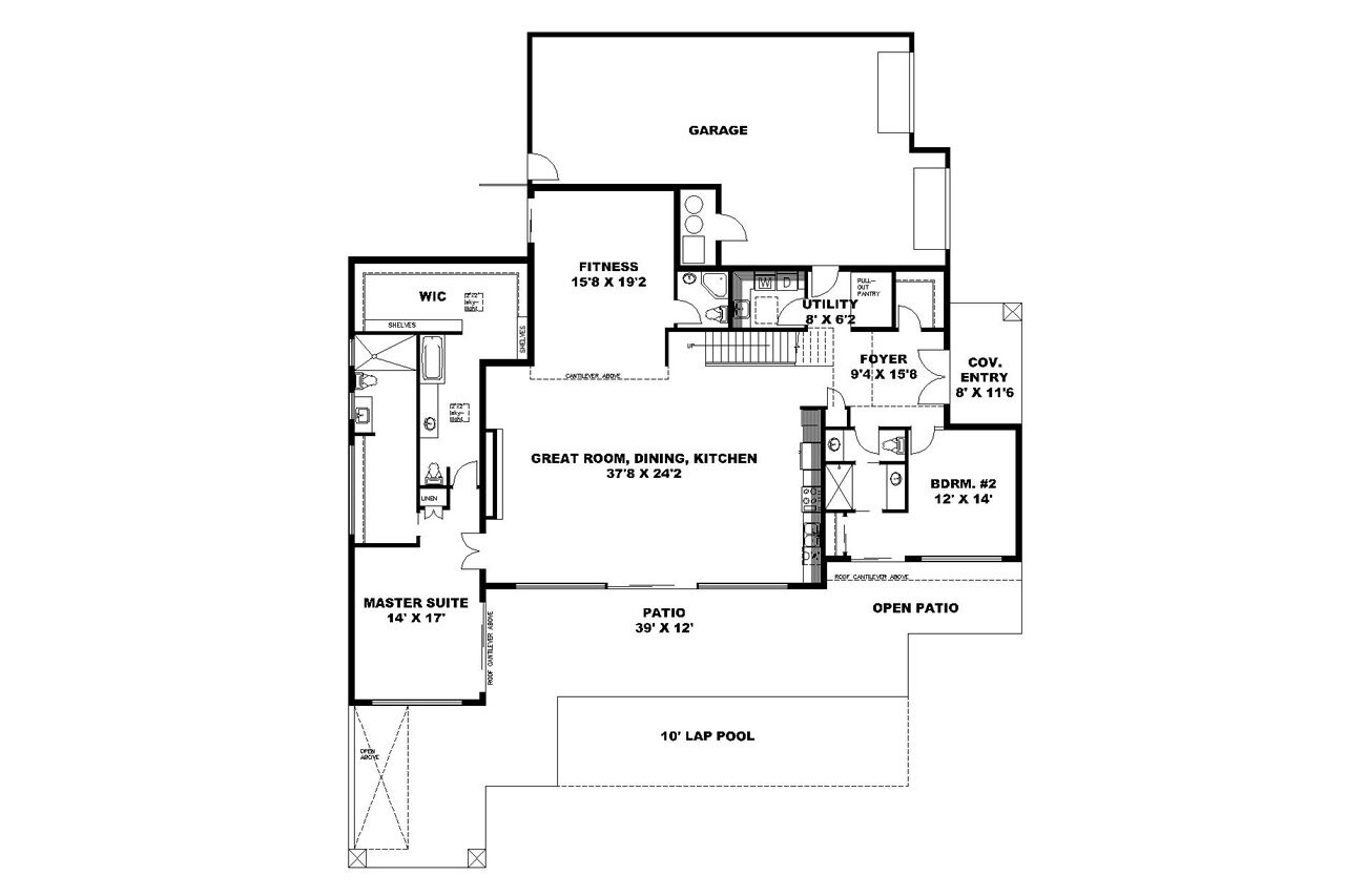 Contemporary House Plan - 17671 - 1st Floor Plan