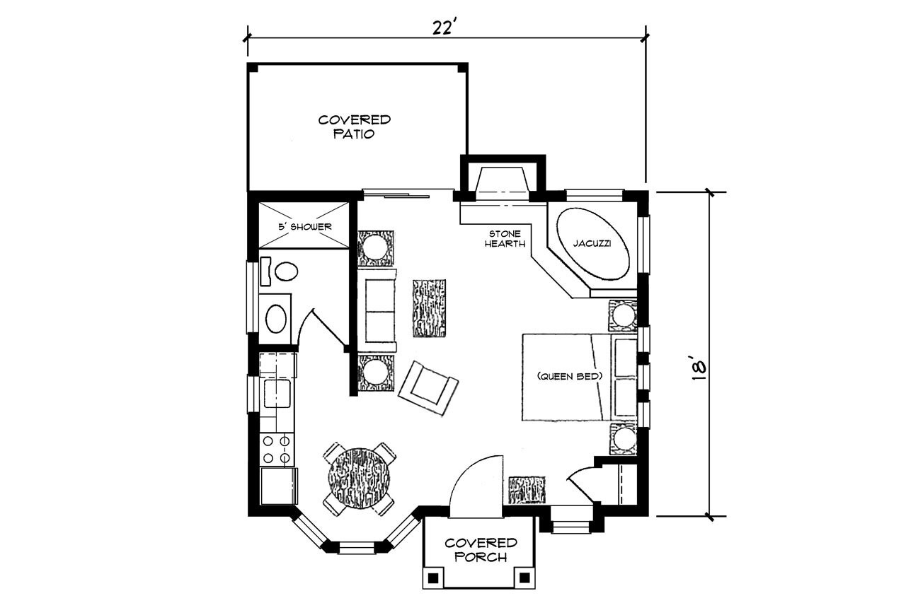 Cottage House Plan - 19142 - 1st Floor Plan