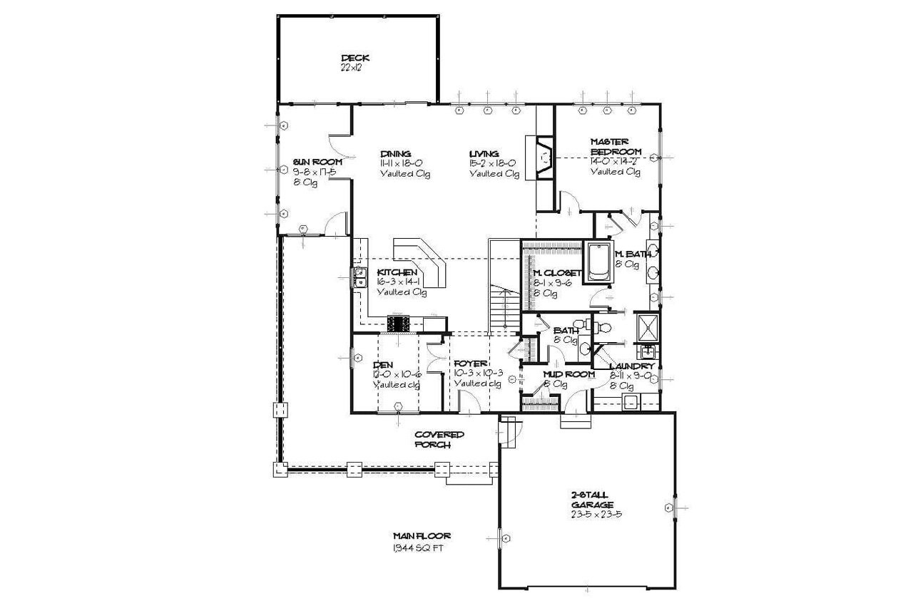 Ranch House Plan - Inglenook 19161 - 1st Floor Plan