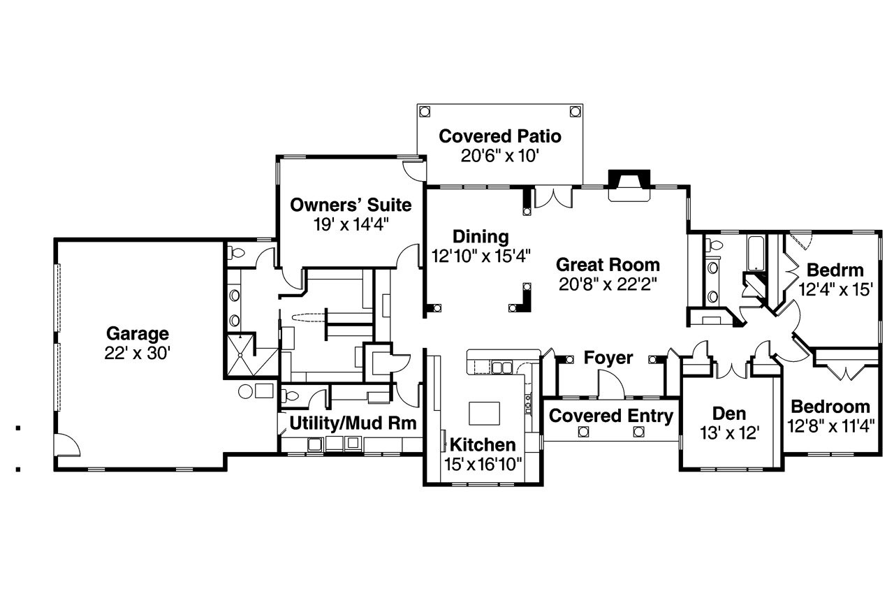 Ranch House Plan - Parkdale 19299 - 1st Floor Plan