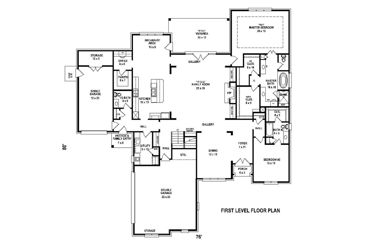 Classic House Plan - 19359 - 1st Floor Plan