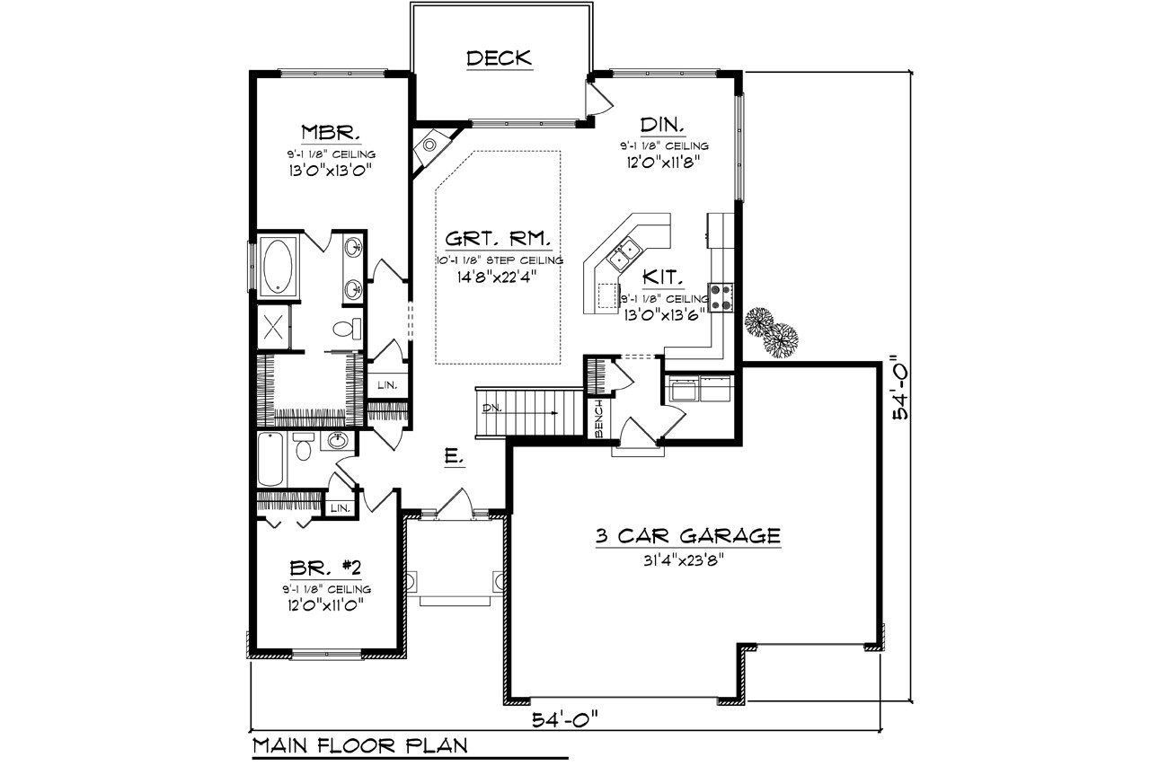 Traditional House Plan - 19498 - 1st Floor Plan