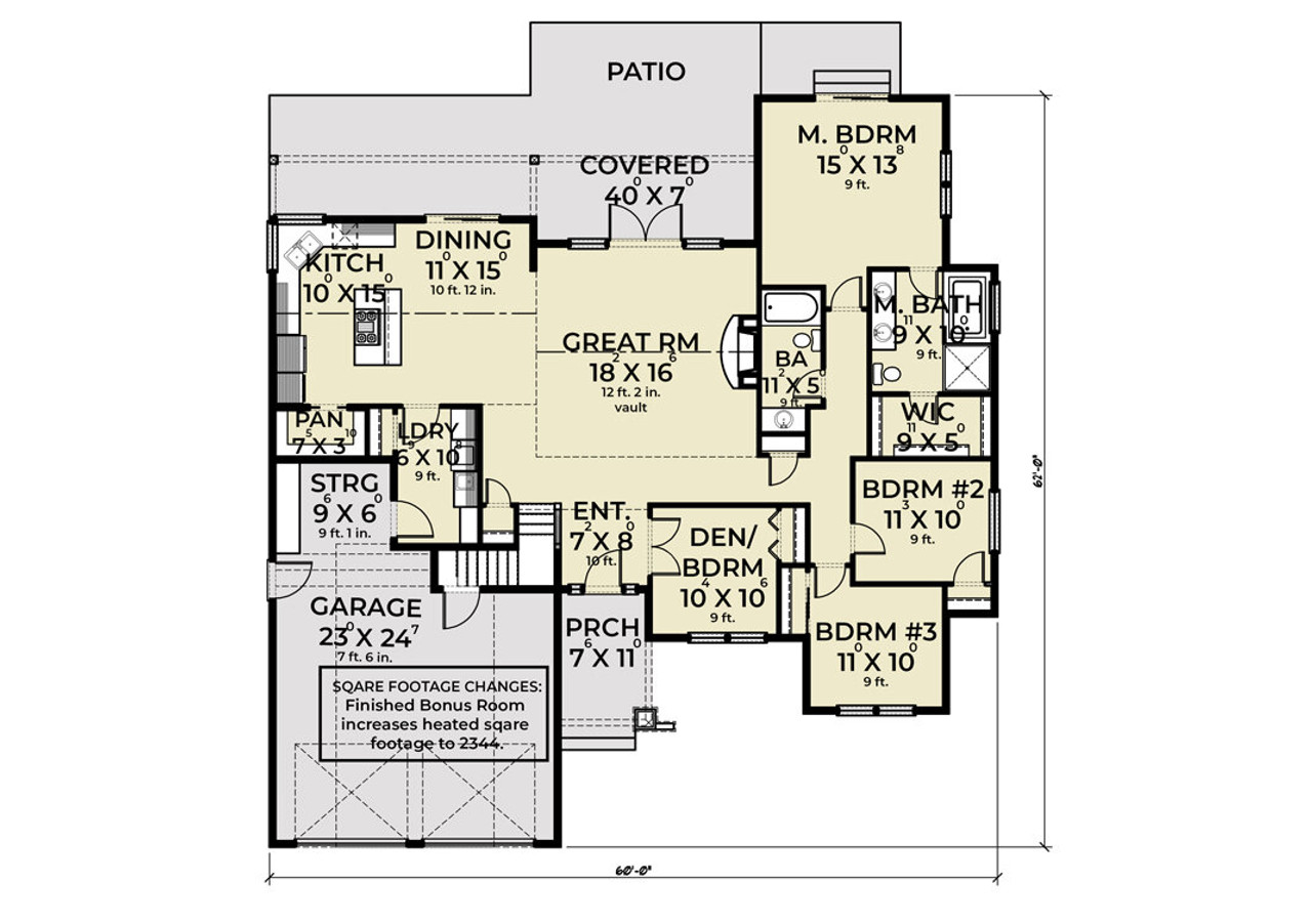 Craftsman House Plan - 21491 - 1st Floor Plan