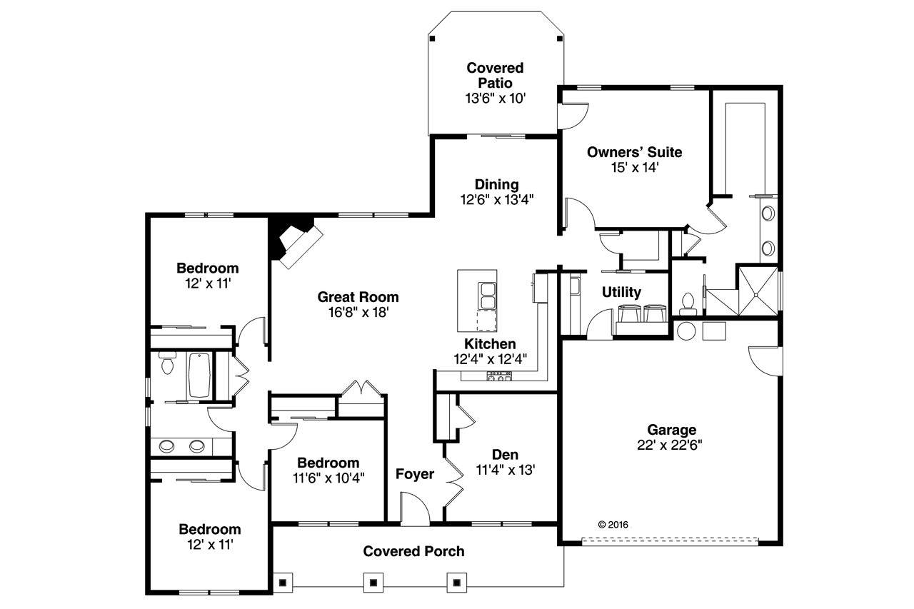 Ranch House Plan - Hyacinth 21658 - 1st Floor Plan