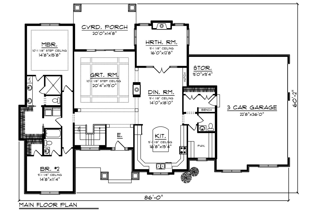 Craftsman House Plan - 22074 - 1st Floor Plan