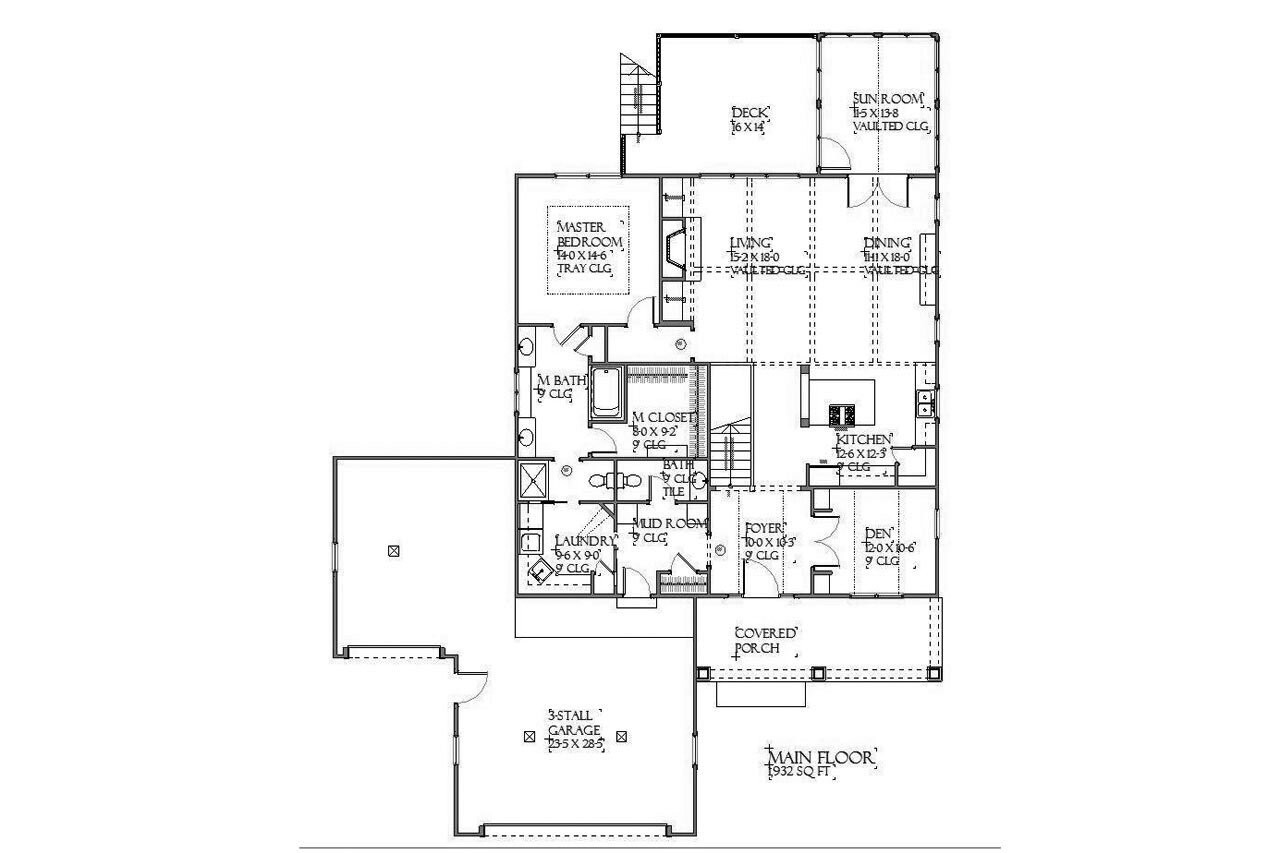 Craftsman House Plan - Ithaca 22892 - 1st Floor Plan