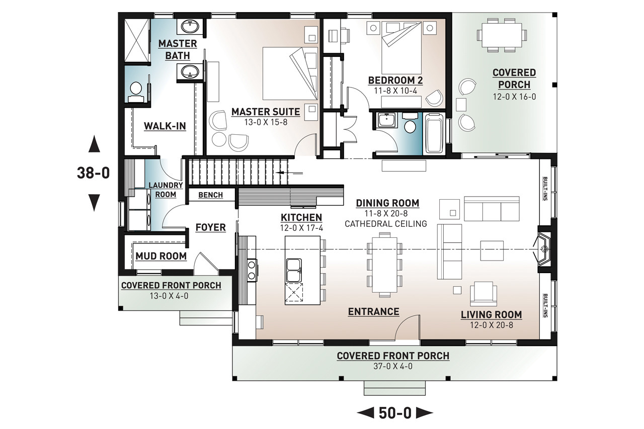 Ranch House Plan - Beauford 2 22987 - 1st Floor Plan