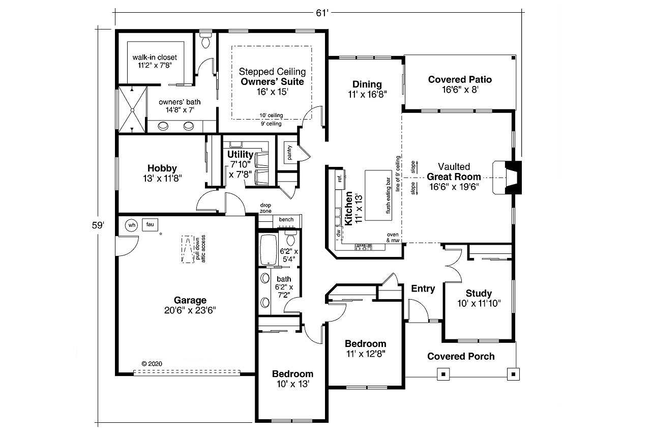 Country House Plan - Hadley 23237 - 1st Floor Plan