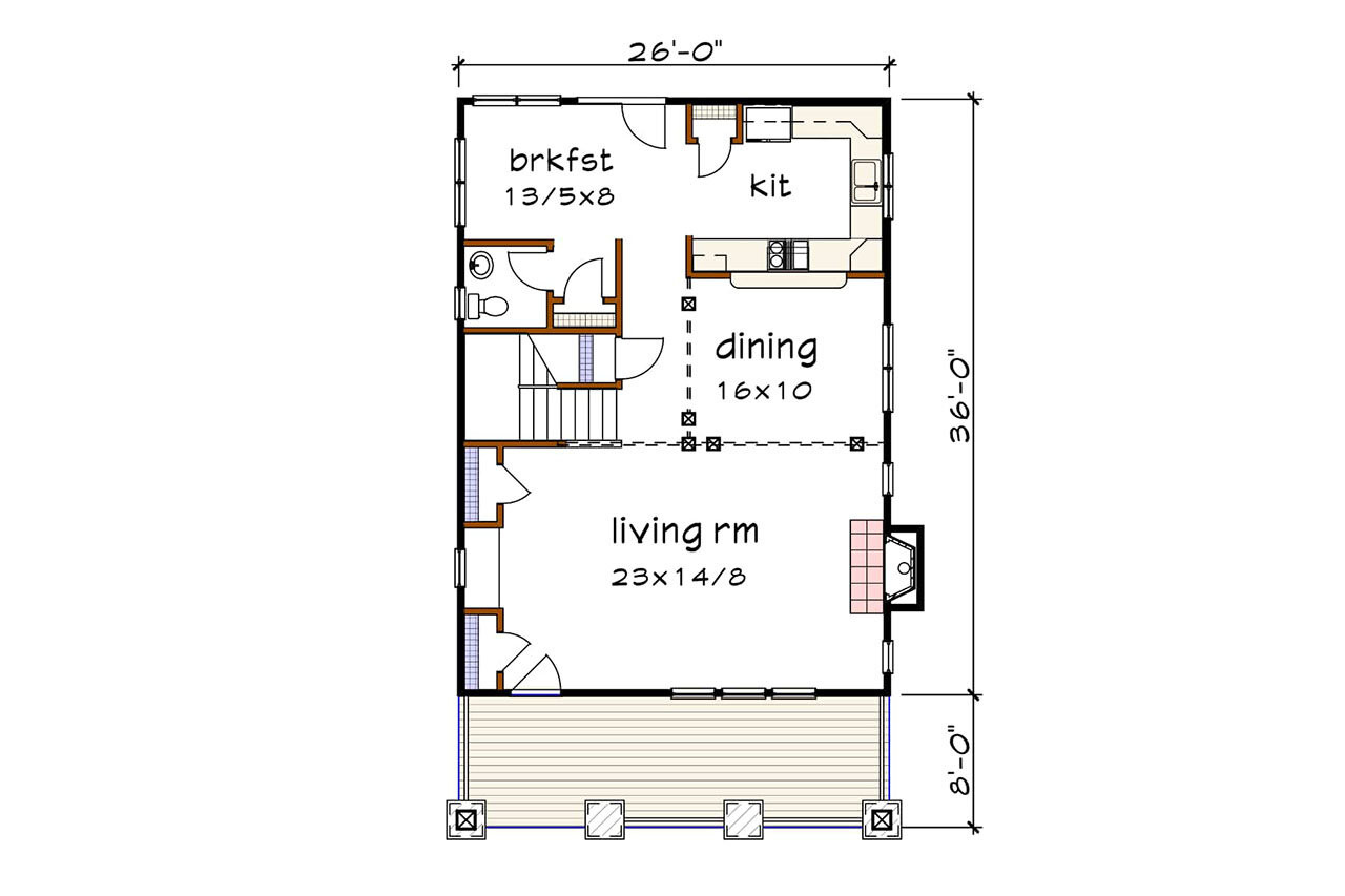 Craftsman House Plan - 23254 - 1st Floor Plan