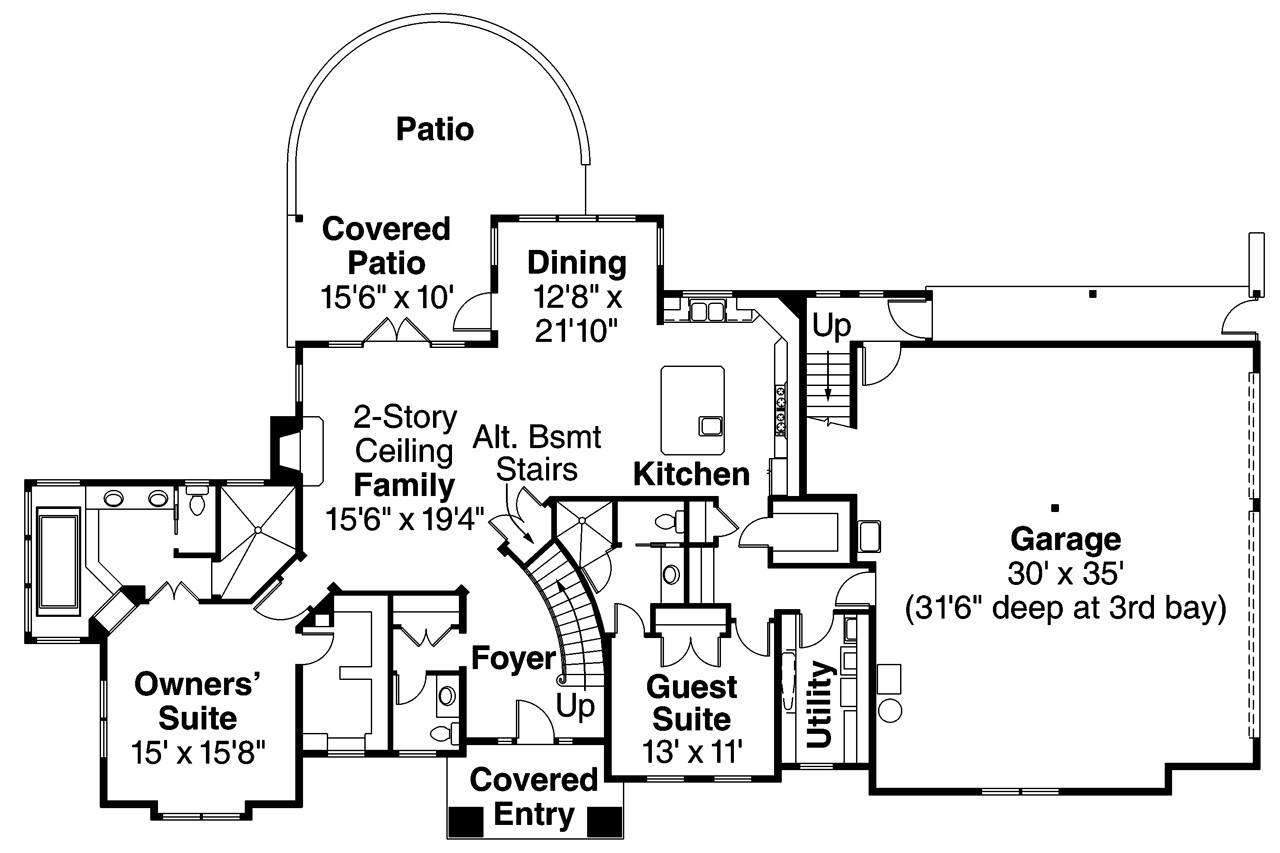 European House Plan - Charlottsville 23594 - 1st Floor Plan