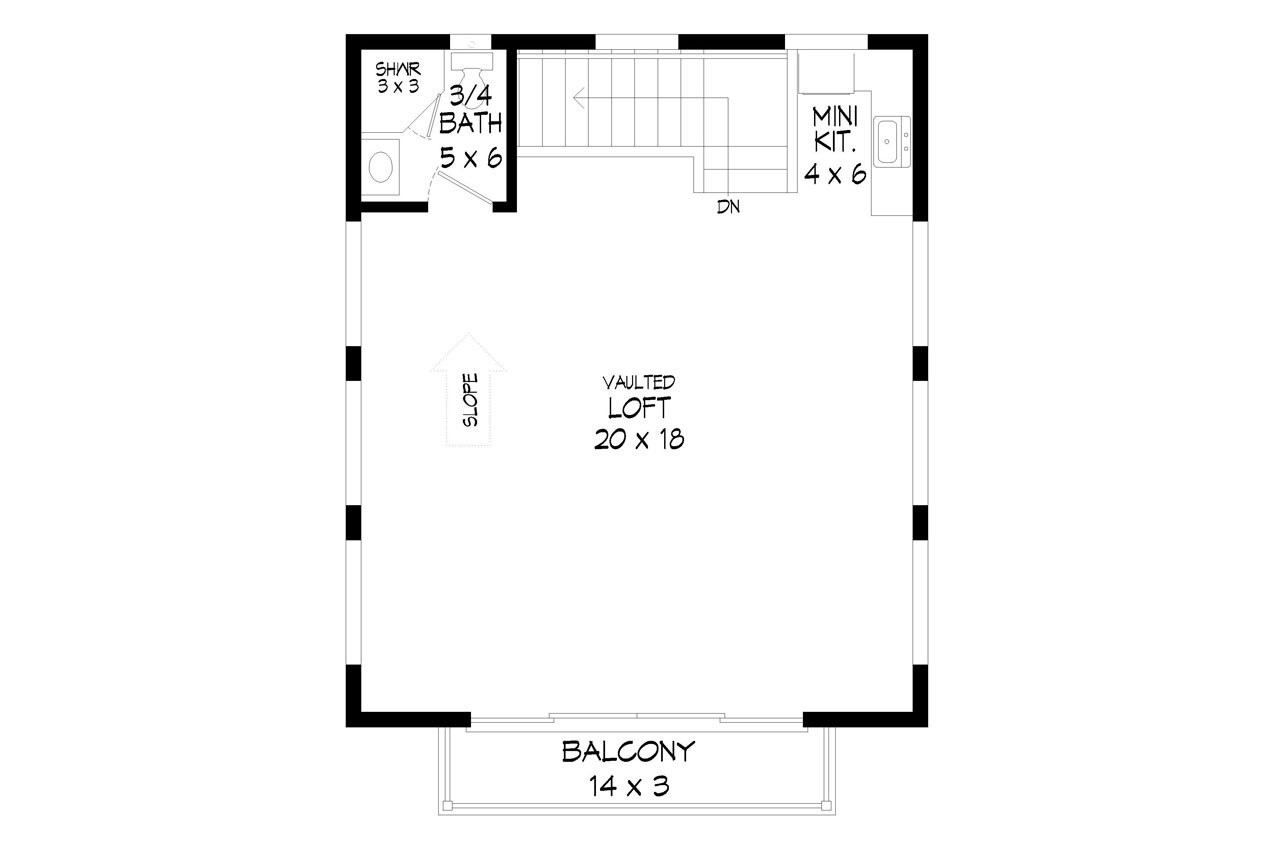 Secondary Image - Contemporary House Plan - Mtn View Escape 23696 - 2nd Floor Plan