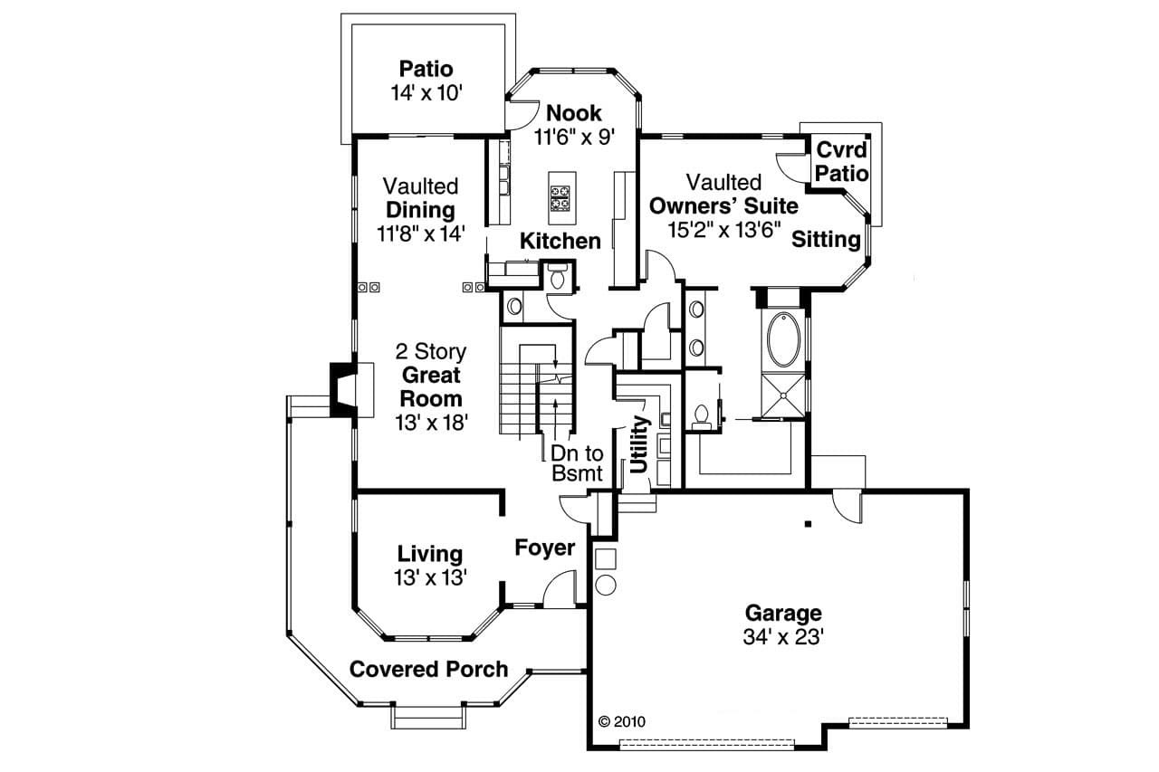 Country House Plan - Oakheart 24639 - 1st Floor Plan