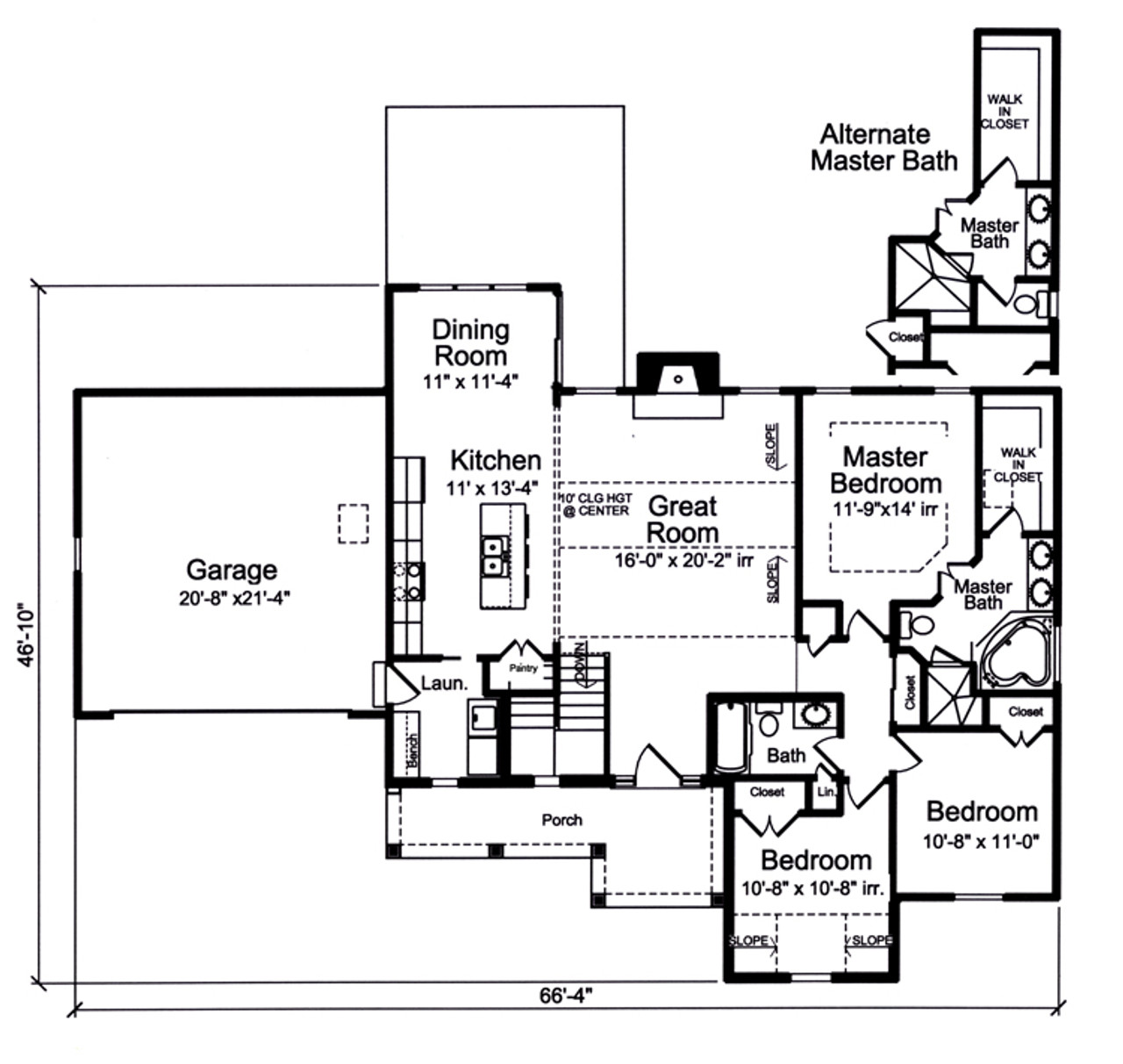 Ranch House Plan - Carlisle 25364 - 1st Floor Plan