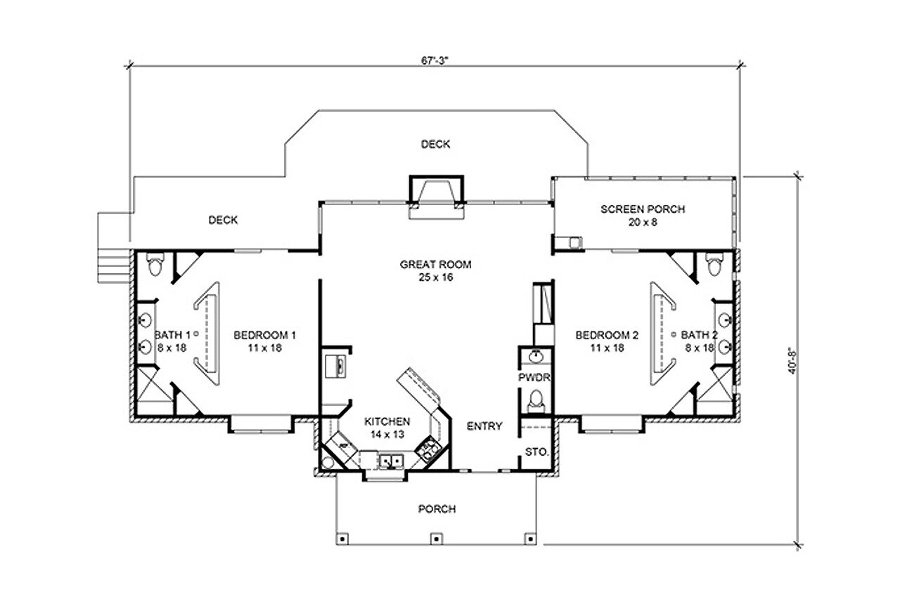 Ranch House Plan - Randall 26013 - 1st Floor Plan