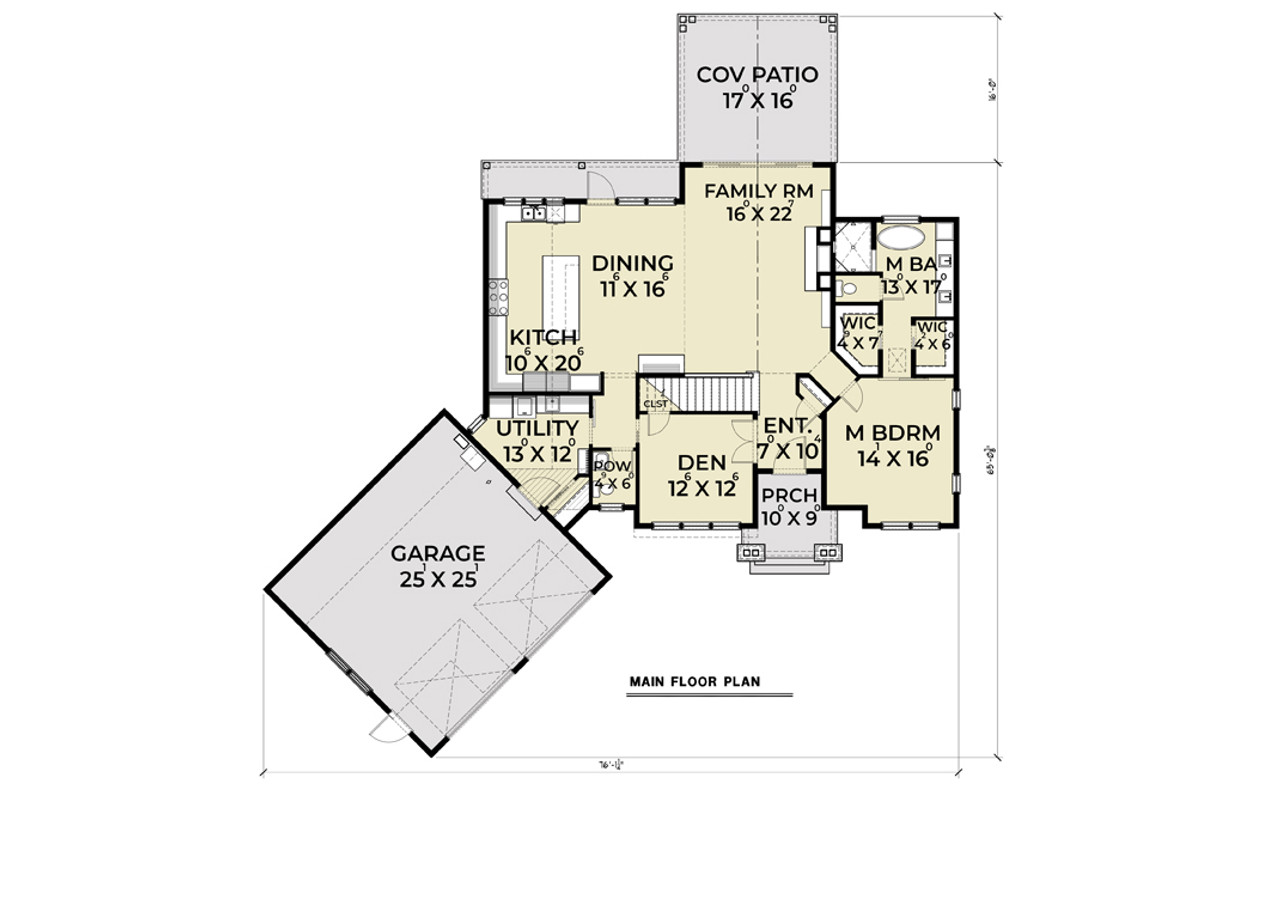 Country House Plan - 26896 - 1st Floor Plan