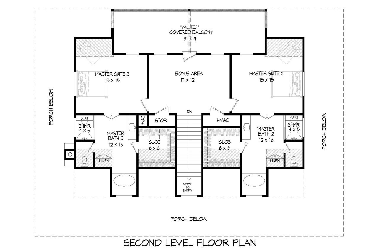 Secondary Image - Country House Plan - Riverneck 27927 - 2nd Floor Plan