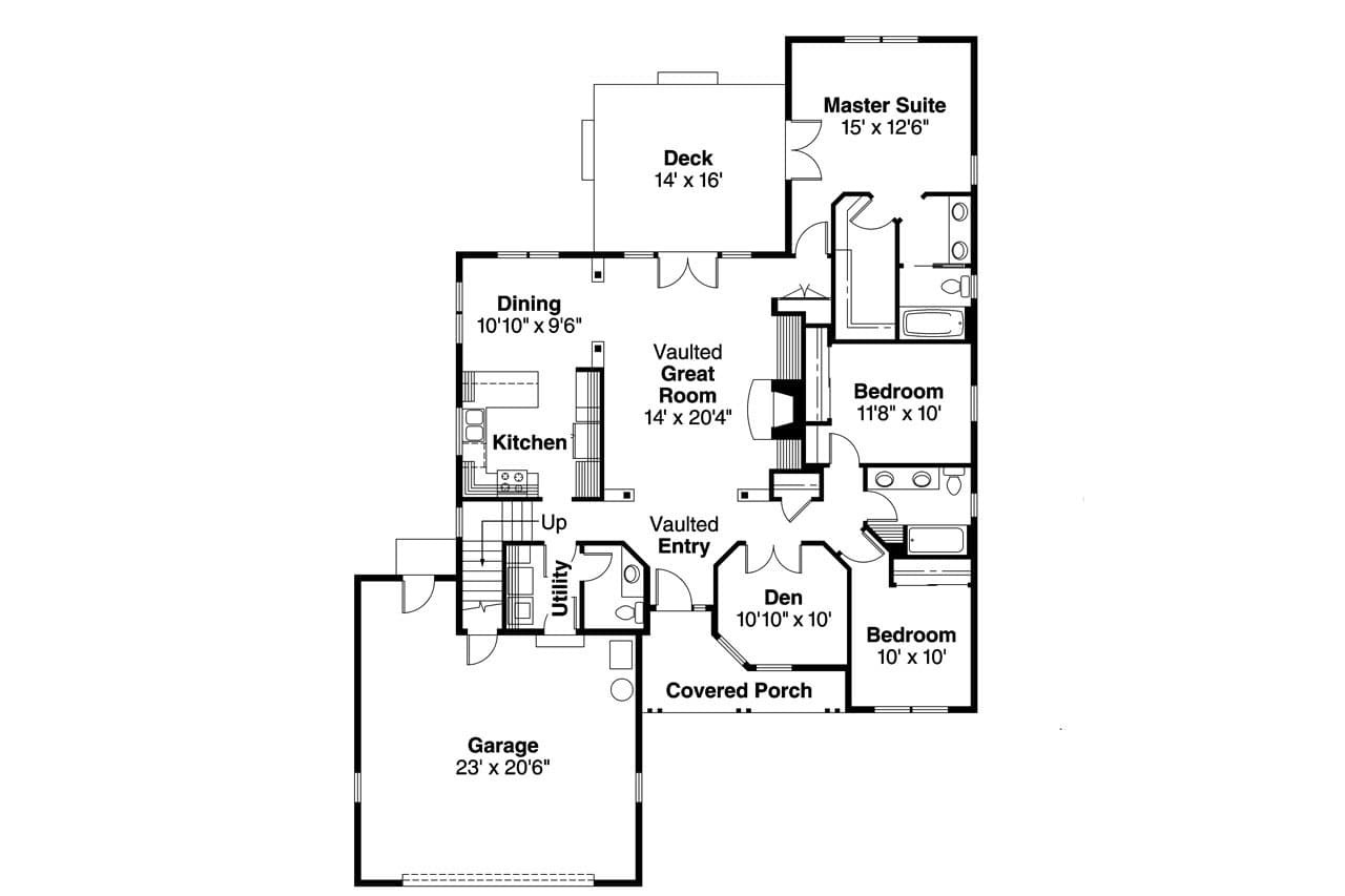 Ranch House Plan - Chesapeake 28007 - 1st Floor Plan