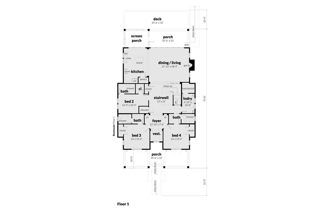 Cape Cod House Plan - Boatswain 28205 - 1st Floor Plan