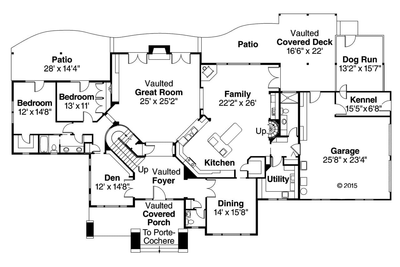 Lodge Style House Plan - Timberfield 28655 - 1st Floor Plan