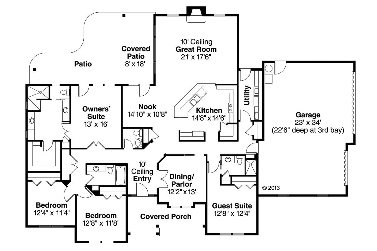 Prairie House Plan - Fall Creek 29189 - 1st Floor Plan