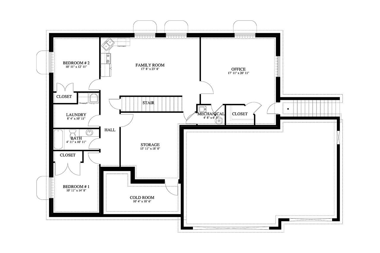 Craftsman House Plan - 29493 - Basement Floor Plan