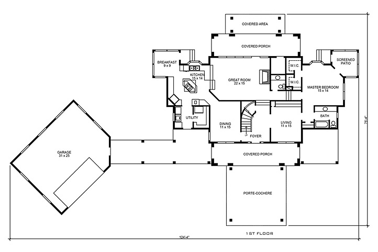 Southwest House Plan - Estrada 29797 - 1st Floor Plan