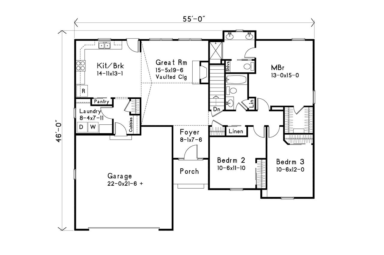 Ranch House Plan - 29866 - 1st Floor Plan