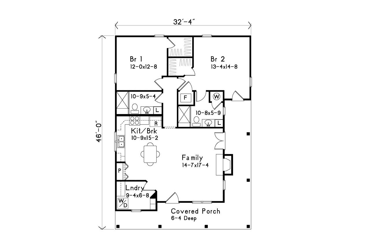 Cottage House Plan - 30100 - 1st Floor Plan