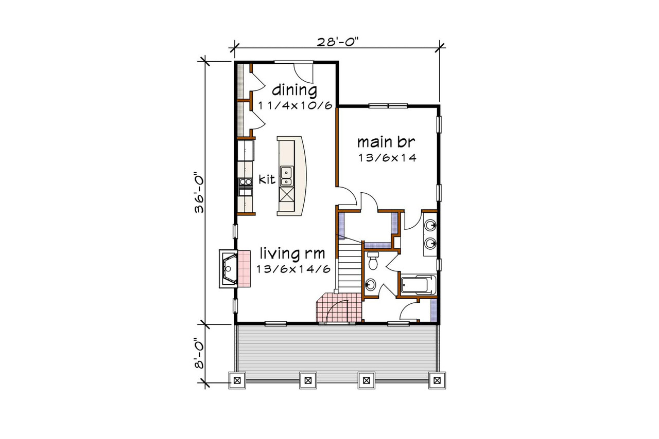Bungalow House Plan - 30101 - 1st Floor Plan