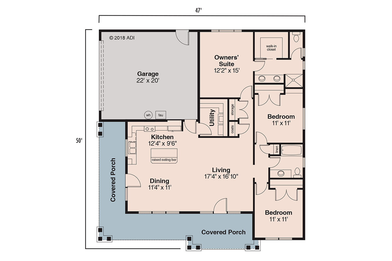 Craftsman House Plan - Tealwood 30243 - 1st Floor Plan