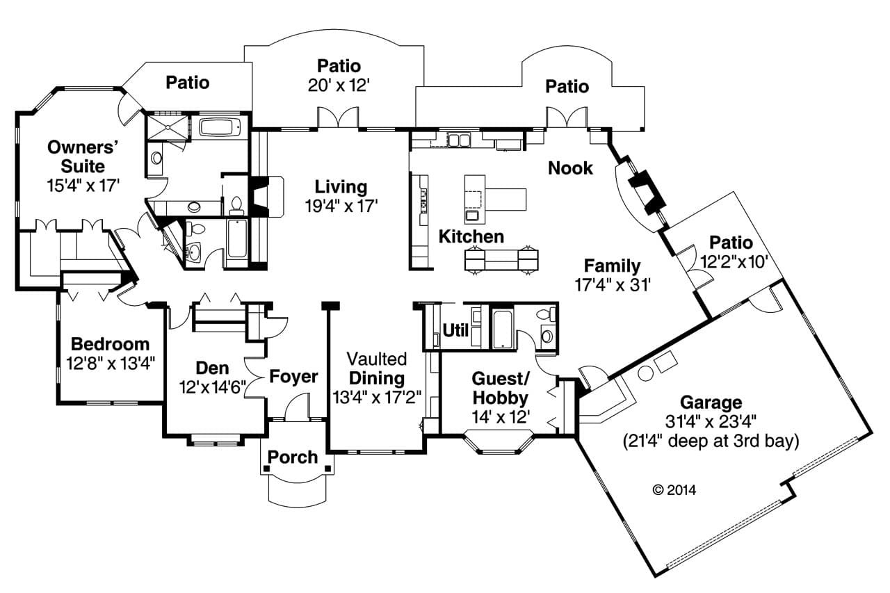 European House Plan - Macon 30404 - 1st Floor Plan