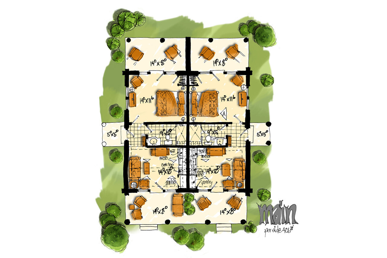 Lodge Style House Plan - Twin Peaks 30528 - 1st Floor Plan