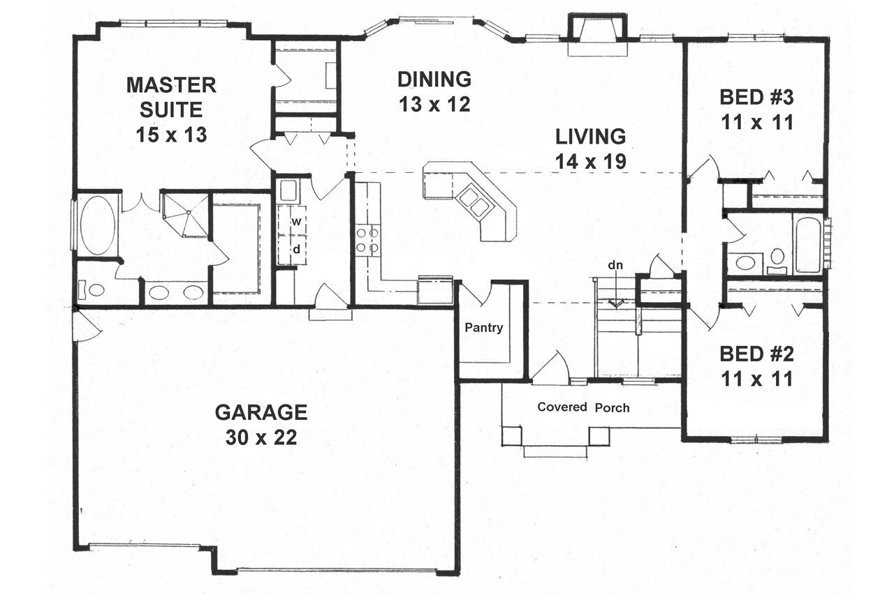 Traditional House Plan - 30550 - 1st Floor Plan