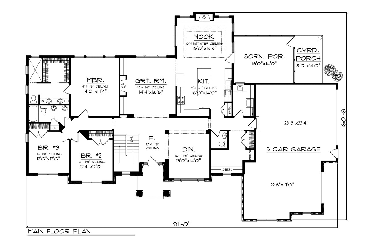 Ranch House Plan - 30588 - 1st Floor Plan